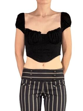 Shein | Black Milkmaid Faux Corset Crop Top